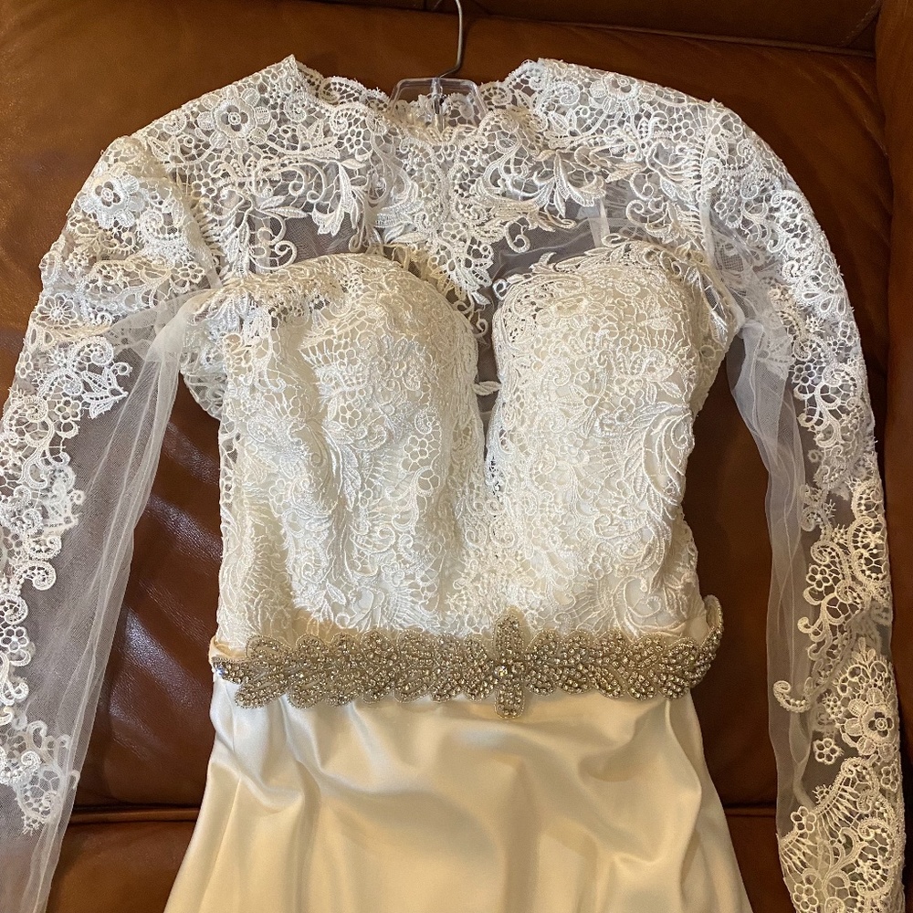 Allure Romance Wedding White Lace Dress - Picture 13 of 16